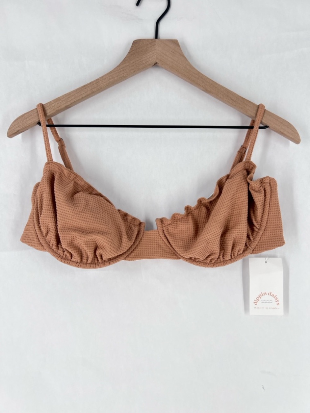 Dippin' Daisy's Tan Waffle Knit Primrose Swim Top Bikini Size XL NWT